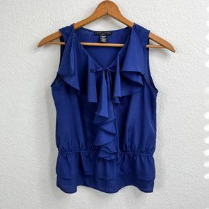 Apostrophe Petite Ruffle Sleeveless Top Cobalt